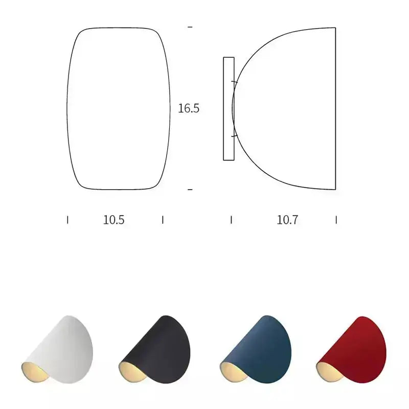 Modern minimalist art decor rotating wall lamp with sleek curved design and matte finish in white black navy blue or red