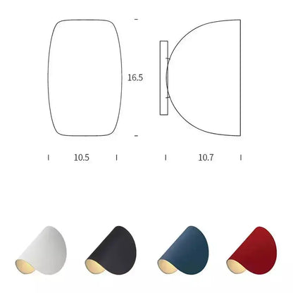 Modern minimalist art decor rotating wall lamp with sleek curved design and matte finish in white black navy blue or red