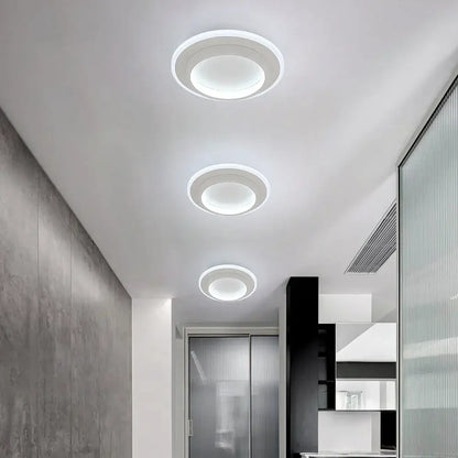 Modern minimalist black acrylic led ceiling lamp with three white recessed lights and subtle inner ring detail decorbites acrylic led