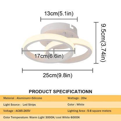 Modern minimalist black acrylic led ceiling lamp featuring a white led ring with aluminum and silicone decorbites acrylic led design