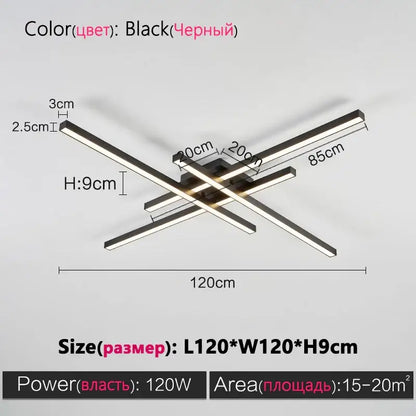 Black chandelier led ceiling lamp with sleek intersecting rectangular bars modern minimalist decorbites black chandelier