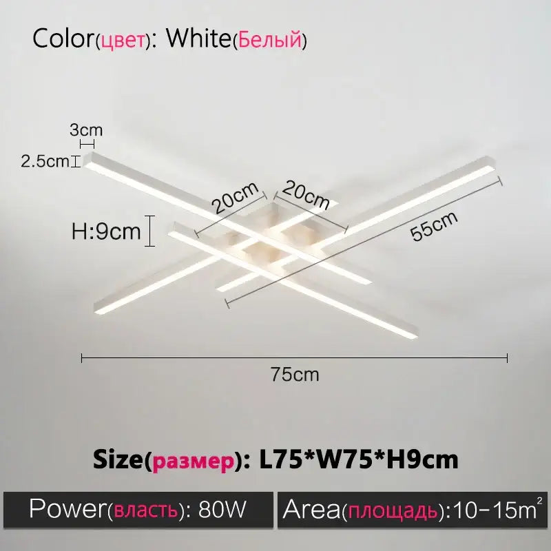 Modern minimalist white led ceiling light with intersecting bars for living room decorbites black chandelier led ceiling