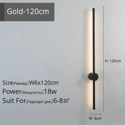 A sleek modern gold wall light with slim vertical design and circular base for decorbites creative staircase wall use