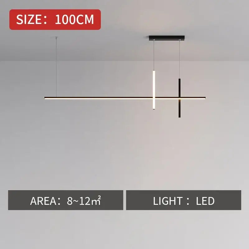 Modern minimalist black dimmable led pendant light with sleek linear design 100cm for kitchen decorbites pendant lights