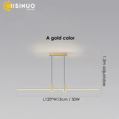 A sleek gold modern minimalist black and gold decorbites adjustable led pendant light for dining room decor