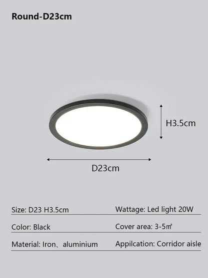 Modern minimalist black led ceiling lamp with sleek iron and aluminum frame ideal for corridor aisle lighting decorbites led ceiling