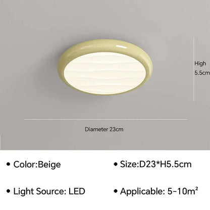 Modern minimalist black decorbites led ceiling light with beige circular wave-patterned diffuser for bedroom use