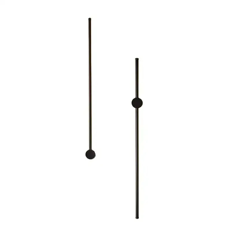 Modern minimalist black led strip wall lamp with sleek cylindrical rods and matte spherical accents for staircase lighting