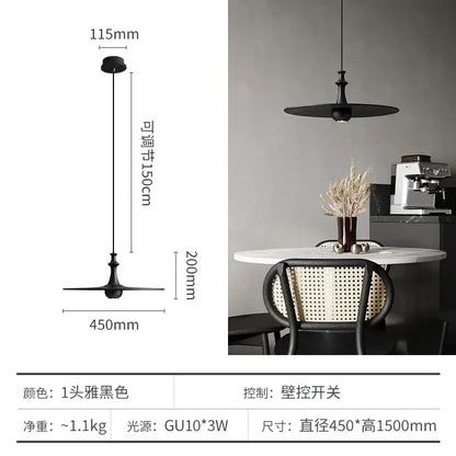 Modern minimalist black solid wood pendant lights with matte finish adjustable height gu10 bulb for dining room decorbites black solid