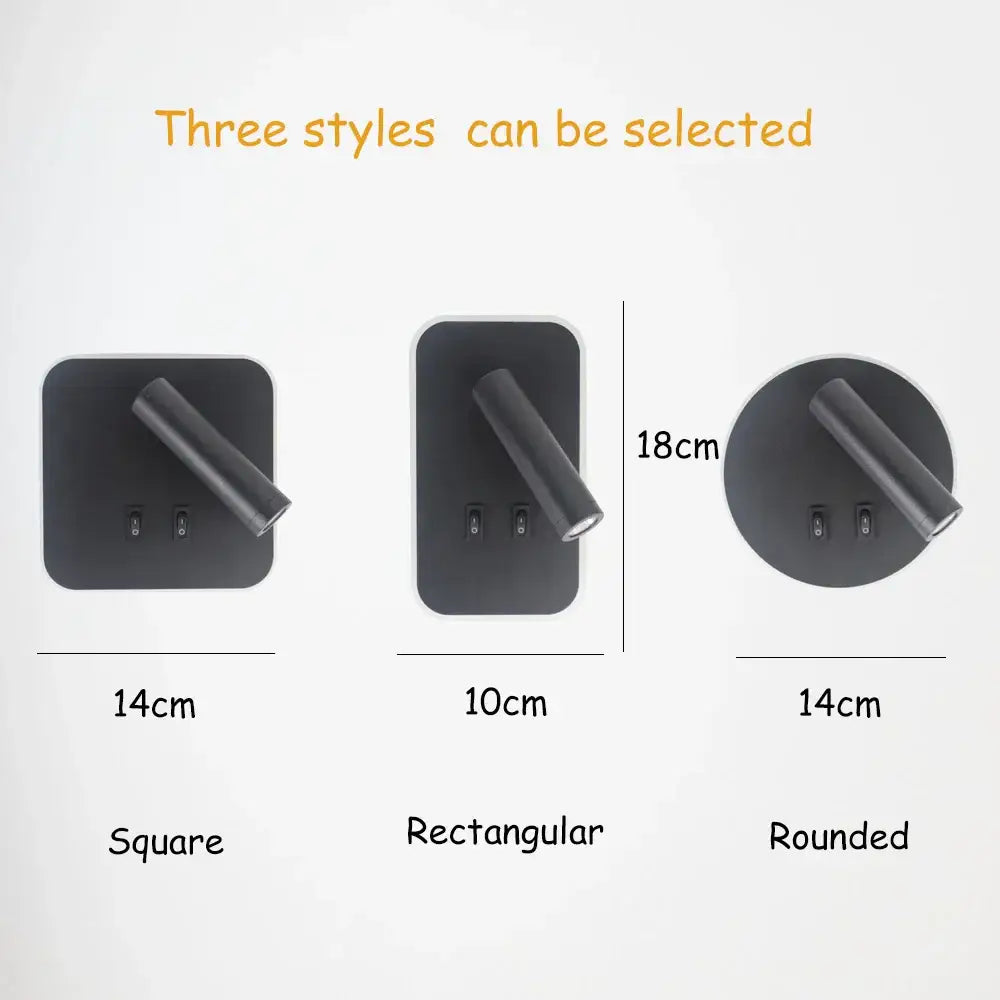 Modern minimalist black and white decorbites adjustable wall lamp in square rectangular and rounded styles for bedroom