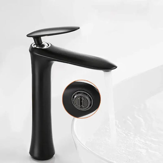 Modern minimalist black matte brass bathroom faucet with tall spout for white brass bathroom decorbites black style
