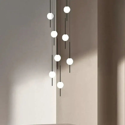Modern minimalist black and white pendant light fixture with spherical bulbs by Decorbites creative led chandeliers