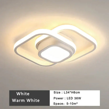 Modern minimalist black and white led ceiling lamp with interlocking square frames and warm white led ceiling light decorbites ceiling lamp
