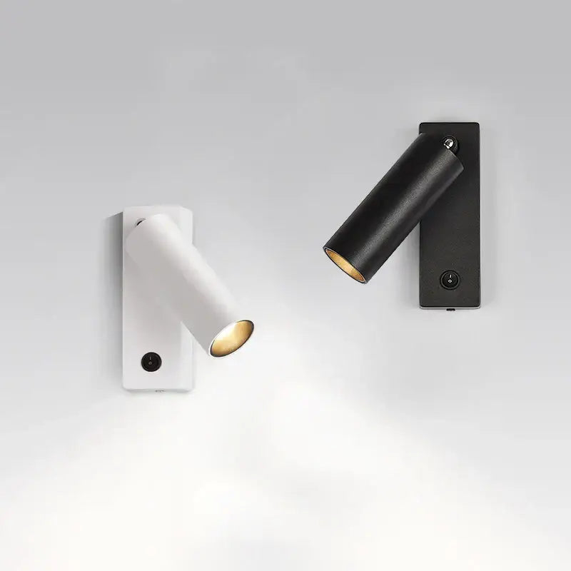 Modern minimalist black and white led wall light with cylindrical heads for bedroom decorbites led wall spotlight