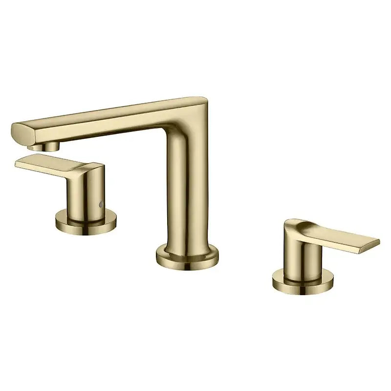 Modern minimalist brush gold widespread basin faucet with sleek brushed metal finish for bathroom decorbites brush gold style