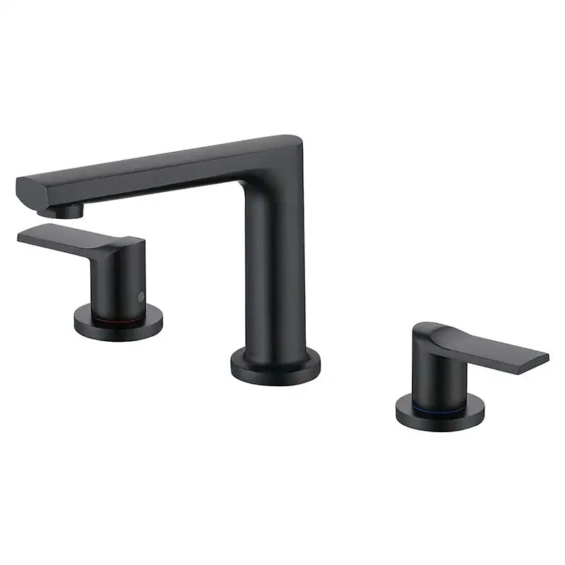 Modern matte black three-handle basin faucet with sleek minimalist design for decorbites brush gold widespread mixer