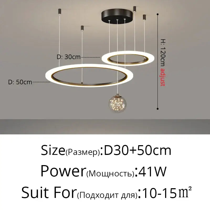 Modern minimalist circle ring pendant light with warm white led, gold-toned metal, and crystal sphere for bedroom decorbites circle ring