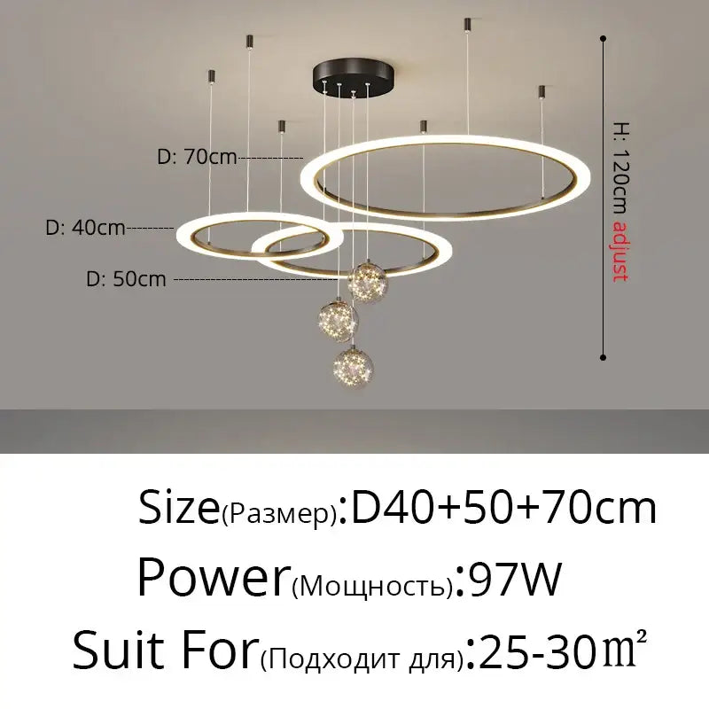 Modern minimalist circle ring pendant light with decorbites circle ring features three illuminated rings and crystal spheres