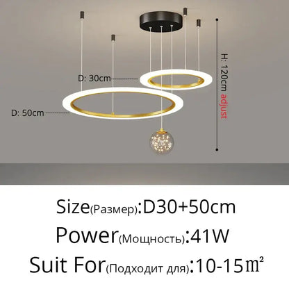 Modern minimalist circle ring pendant light with gold frame and white led glow by decorbites for crystal bedroom chandelier