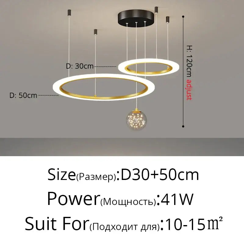 Modern minimalist circle ring pendant light with gold frame and white led glow by decorbites for crystal bedroom chandelier