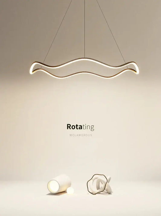 Modern minimalist circle wave led pendant chandelier with sleek wave design and warm led illumination for dining room decorbites circle wave