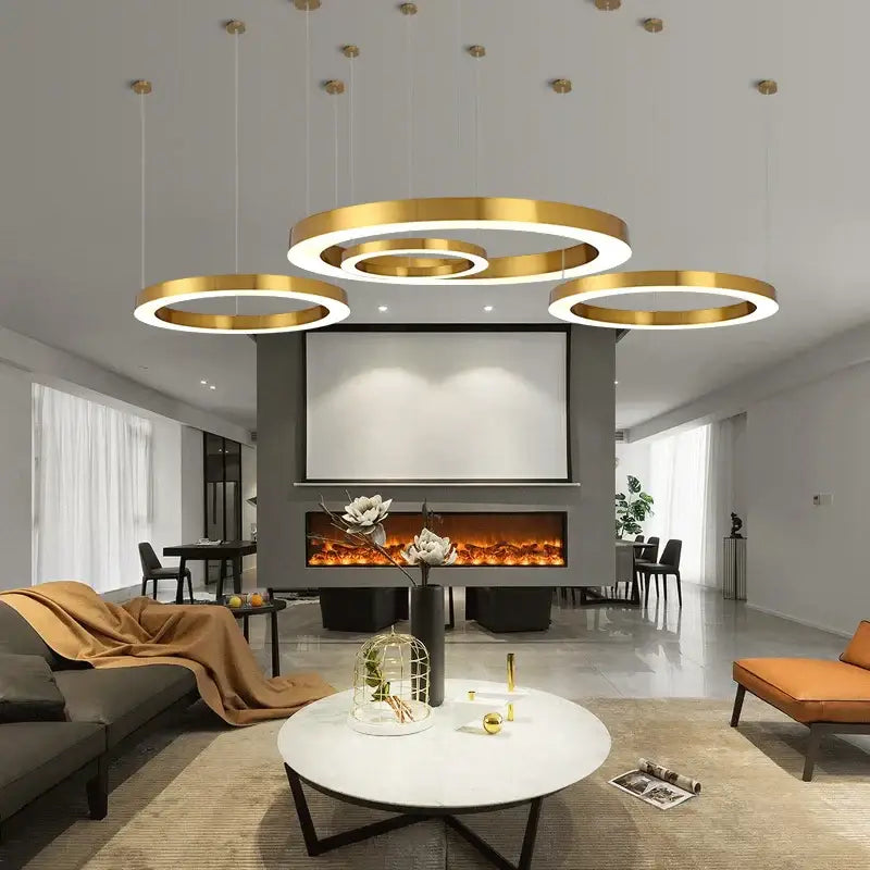 Modern minimalist circular gold ring pendant light with gold circular pendant lights for dining room decorbites circular gold