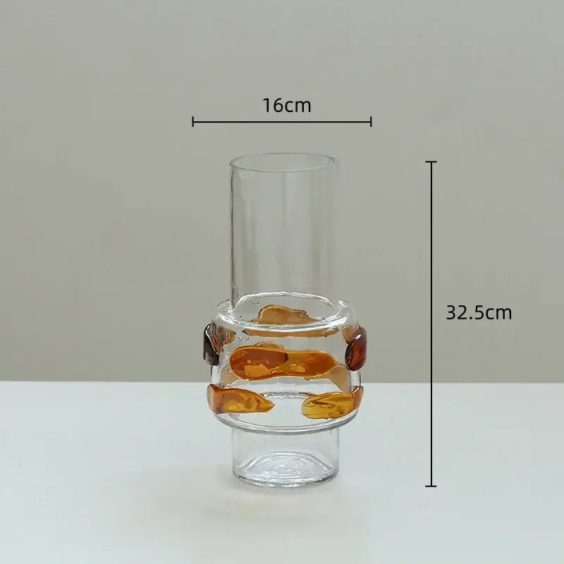 Modern minimalist decorbites clear glass vase with amber irregular inlays for bubble living room decor