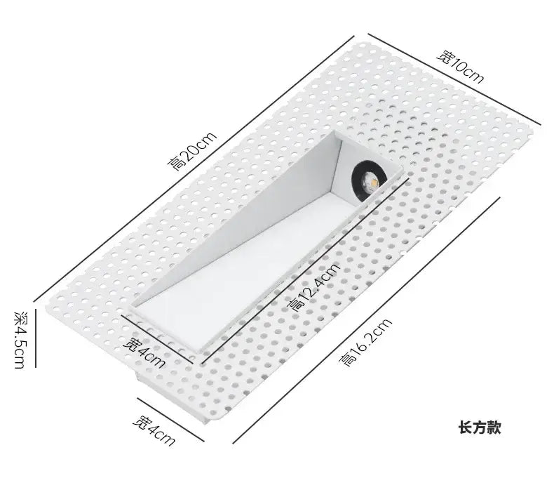 White rectangular recessed concrete led underground lamp with perforated metal grille for garden stairway lighting