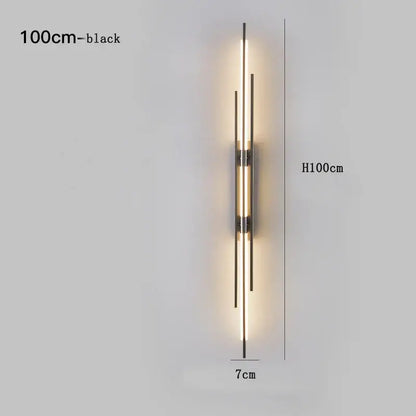 Modern minimalist black 100cm wall lamp with three vertical led light bars for bedroom decorbites copper wall lamp
