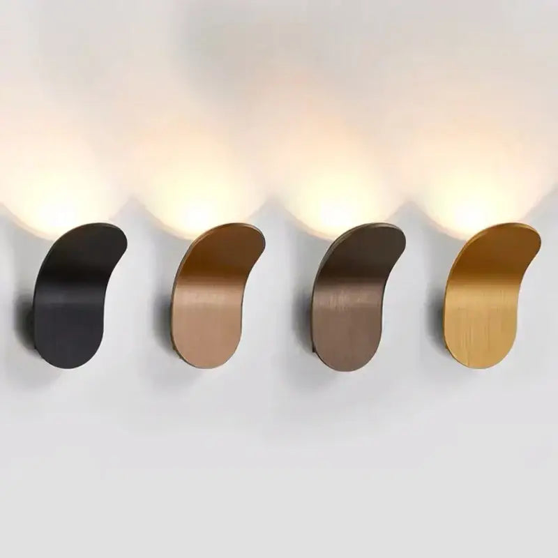Modern minimalist curved metal led wall lamps in black bronze and gold finishes for living room wall lamps