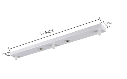 White rectangular wall-mounted coat rack with four hooks 50cm length complements decorbites ceiling chandelier plate