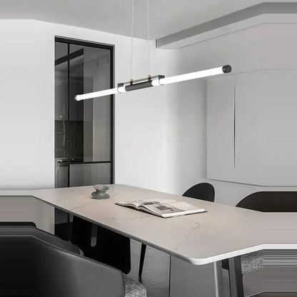Modern minimalist dimmable led acryl chandelier with sleek black and white cylindrical design for dining room decorbites dimmable led
