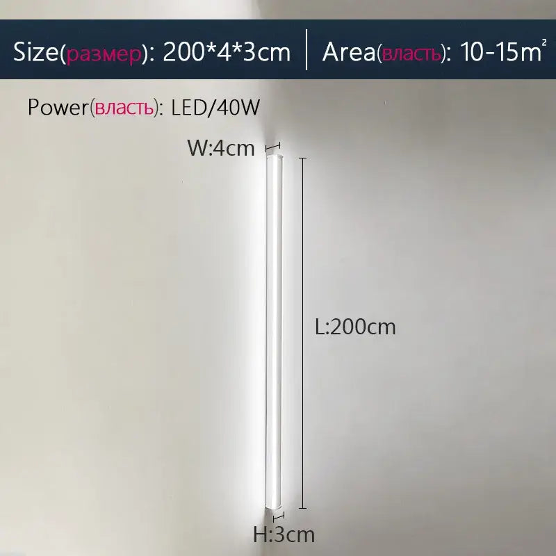 A sleek modern 200cm-long elegant black led wall lamp with a slim cylindrical design for bedroom decorbites elegant black