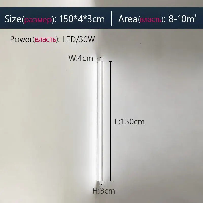 A sleek modern elegant black led wall lamp with a slim white cylindrical design 150cm for bedroom decorbites elegant black