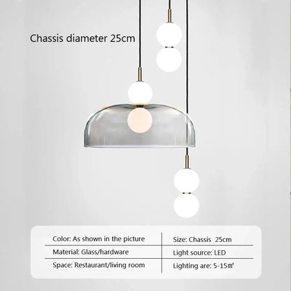 Modern minimalist glass ball pendant light with semi-transparent dome and three bulbs for living room decorbites pendant light