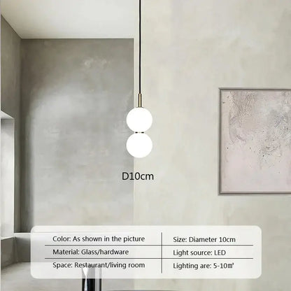 Modern minimalist glass ball pendant light with two frosted glass spheres and brass rod for living room decorbites pendant light