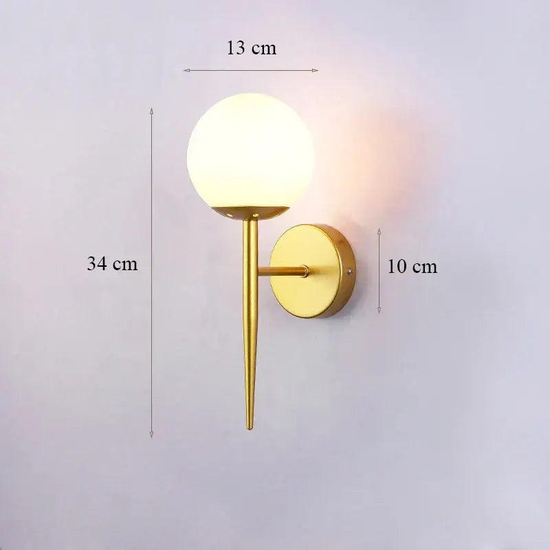 Modern minimalist wall lamp with frosted glass shade gold finish for bedroom lighting