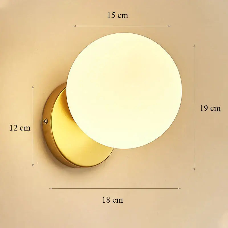 Modern minimalist wall lamp with gold finish and frosted glass shade gold diffuser for bedroom lighting