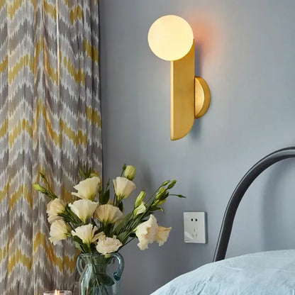 Modern minimalist gold decorbites glass ball wall lamp with spherical frosted glass shade for bedroom lighting