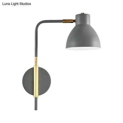 Modern minimalist gray wall sconce with brass accent and adjustable arm for e27 bulb bedroom lighting