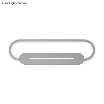 Modern minimalist gray oval led wall sconce with sleek matte finish and acrylic oval led design for bedroom lighting