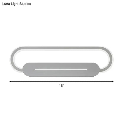 Modern minimalist gray acrylic oval led wall sconce with sleek design for bedroom lighting