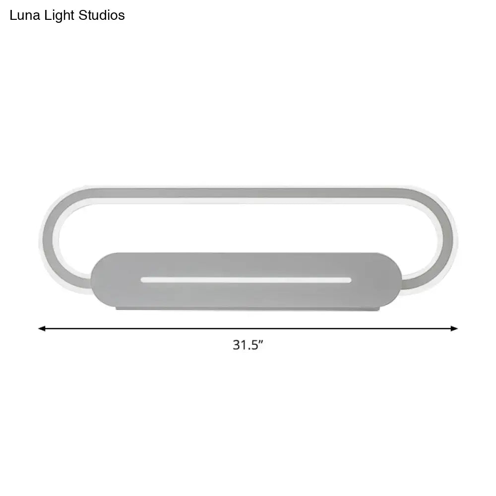 Modern minimalist gray oval led wall sconce with acrylic oval led design and matte finish for bedroom lighting
