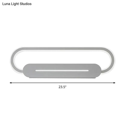 Modern minimalist gray oval led wall sconce with a sleek acrylic oval led design for bedroom lighting