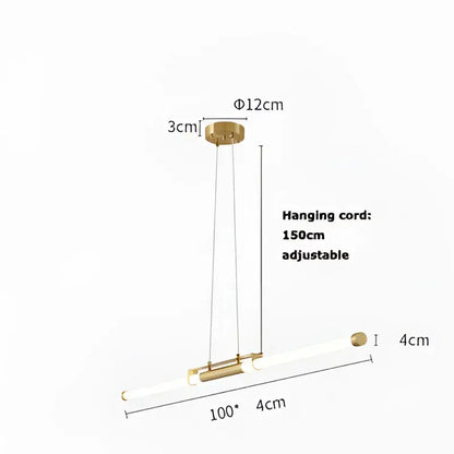Modern minimalist led black gold designer chandelier with gold-toned cylindrical pendant and frosted glass diffuser for dining room decorbites led black