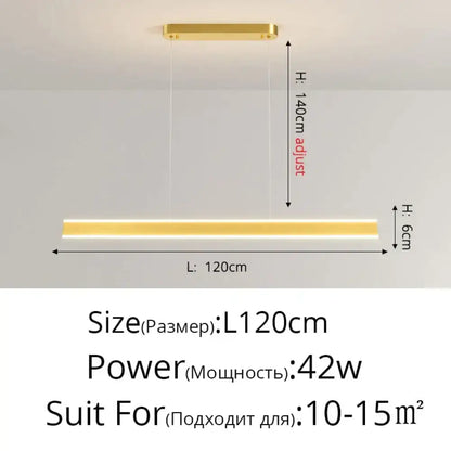 Gold-finished modern minimalist led pendant light salix v pendant with adjustable height for dining room lighting
