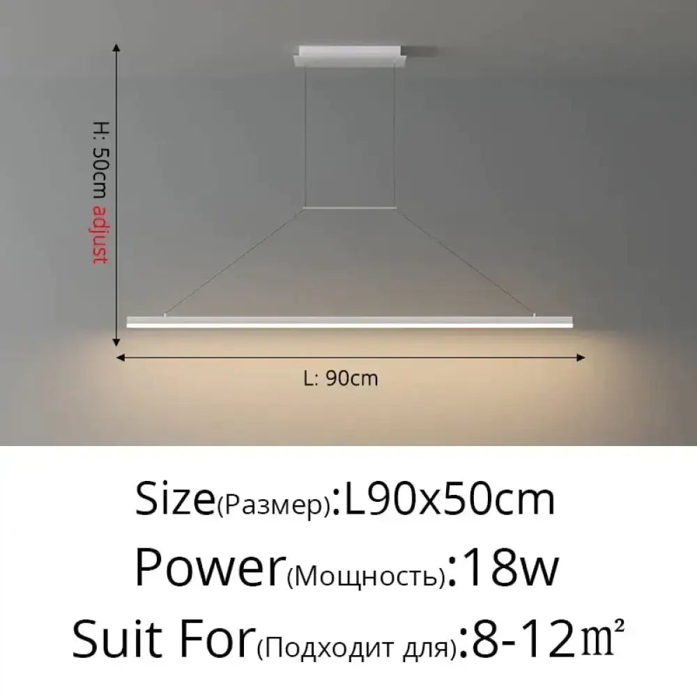 Modern minimalist led pendant light with sleek white rectangular design and adjustable height for dining room use