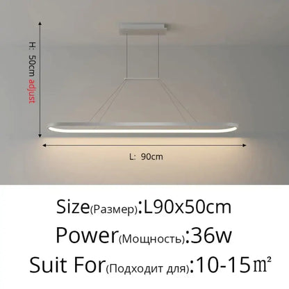 Modern minimalist led black pendant light with sleek elongated rectangular design and smooth white finish for dining room