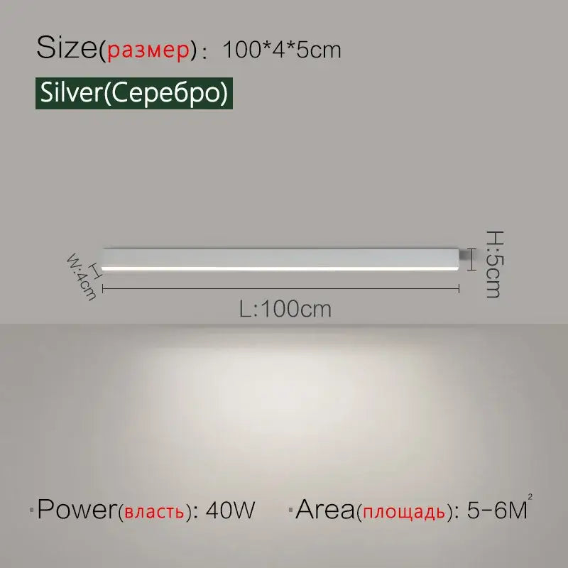 Modern minimalist silver linear led ceiling light 100cm slim profile for living room decorbites led ceiling design