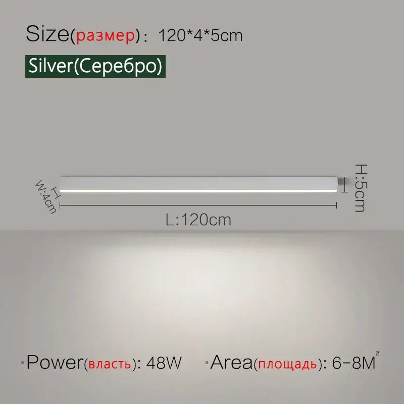 Silver 120cm slim led ceiling light with modern design for living room decorbites led ceiling installation